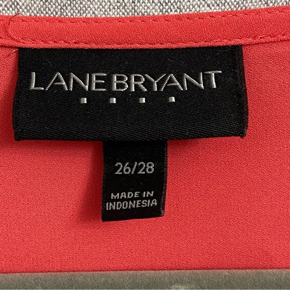 LANE BRYANT / Coral Pop Over Long Sleeve Blouse Size 26/28 - Picture 3 of 10